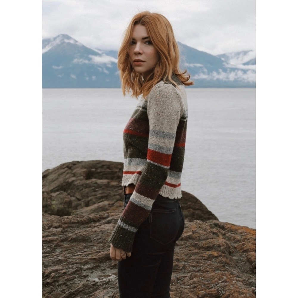 Margaret O'Leary Merino Wool Striped Knit Sweater M Alpaca Boho Cabincore